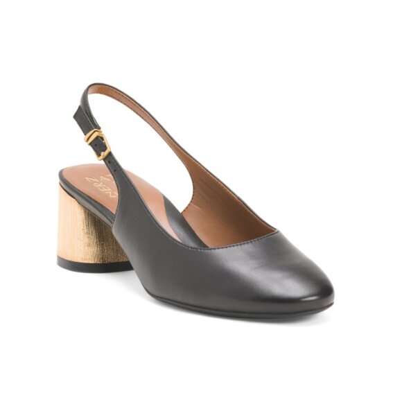 NATURALIZER PREMIUM Black Leather Lane Slingback Heels - Picture 1 of 2